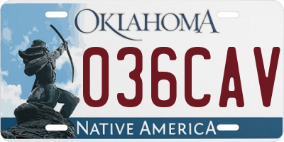 OK license plate 036CAV