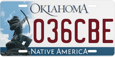 OK license plate 036CBE
