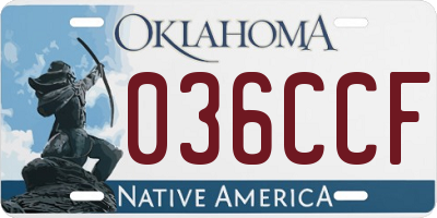 OK license plate 036CCF