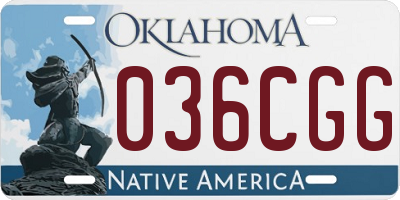 OK license plate 036CGG