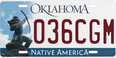 OK license plate 036CGM