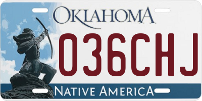 OK license plate 036CHJ