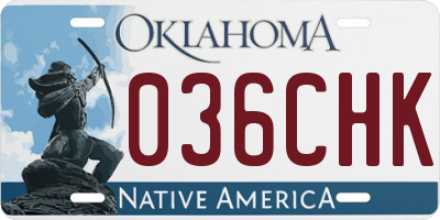 OK license plate 036CHK