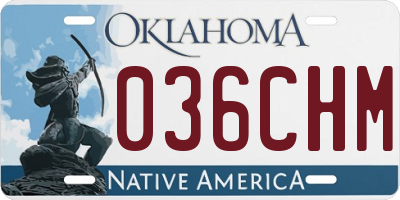 OK license plate 036CHM