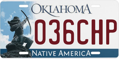 OK license plate 036CHP