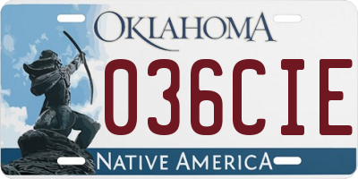 OK license plate 036CIE