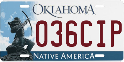 OK license plate 036CIP