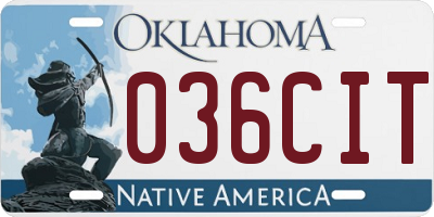 OK license plate 036CIT