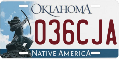 OK license plate 036CJA