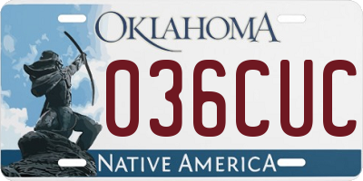 OK license plate 036CUC