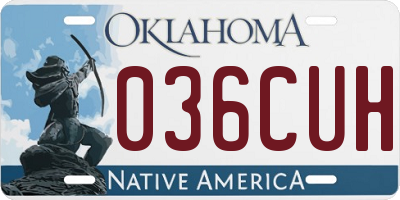 OK license plate 036CUH