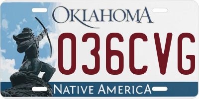 OK license plate 036CVG