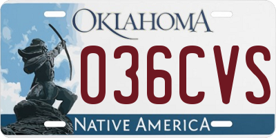 OK license plate 036CVS