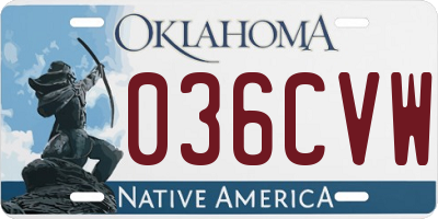 OK license plate 036CVW