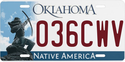 OK license plate 036CWV