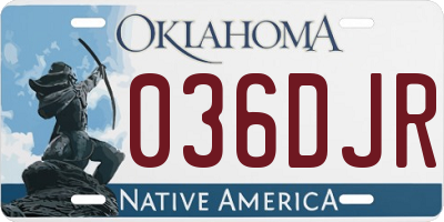 OK license plate 036DJR