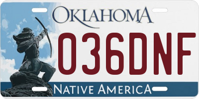 OK license plate 036DNF