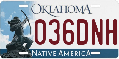 OK license plate 036DNH