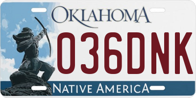OK license plate 036DNK