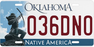 OK license plate 036DNO