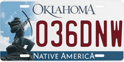 OK license plate 036DNW