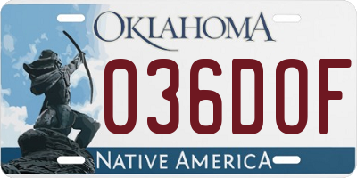 OK license plate 036DOF