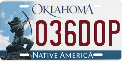 OK license plate 036DOP