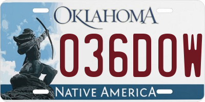 OK license plate 036DOW
