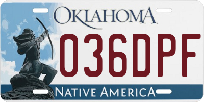 OK license plate 036DPF