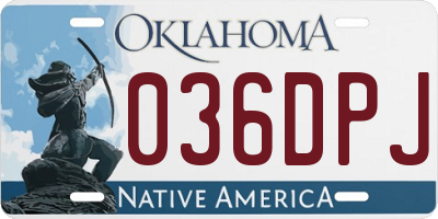OK license plate 036DPJ
