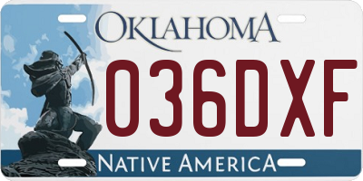 OK license plate 036DXF