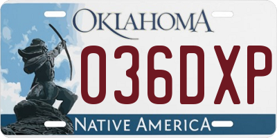 OK license plate 036DXP