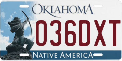 OK license plate 036DXT
