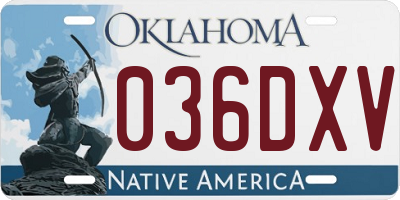OK license plate 036DXV