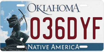 OK license plate 036DYF