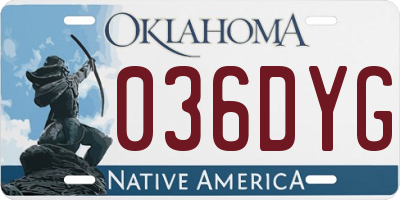 OK license plate 036DYG