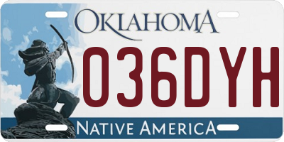 OK license plate 036DYH