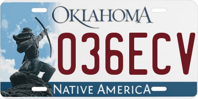 OK license plate 036ECV