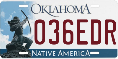 OK license plate 036EDR