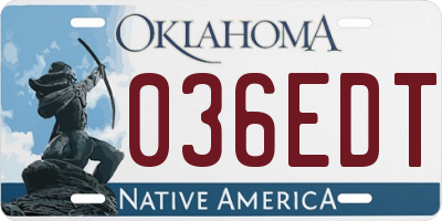 OK license plate 036EDT