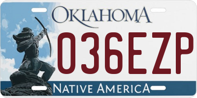 OK license plate 036EZP