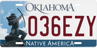 OK license plate 036EZY