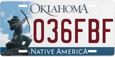 OK license plate 036FBF