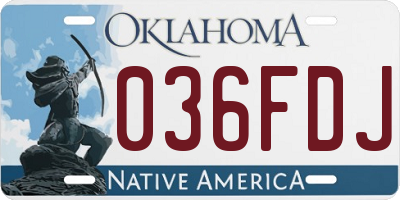 OK license plate 036FDJ