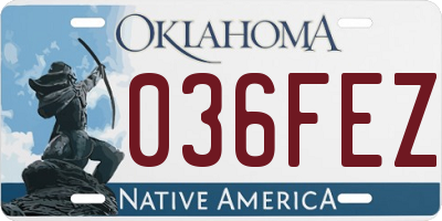 OK license plate 036FEZ
