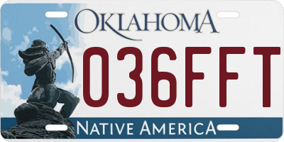 OK license plate 036FFT