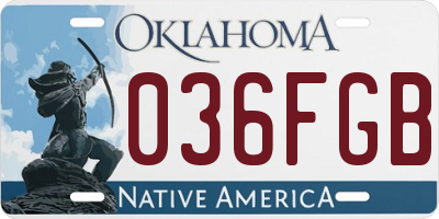 OK license plate 036FGB