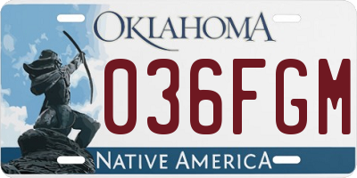OK license plate 036FGM