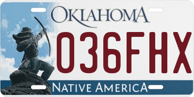 OK license plate 036FHX