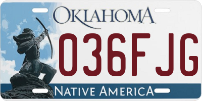 OK license plate 036FJG